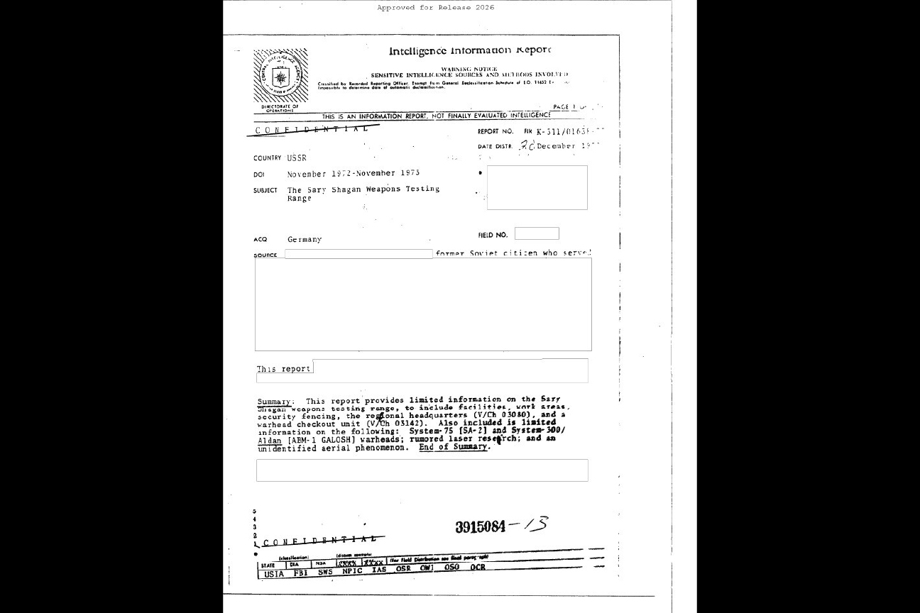 A CIA report about a UAP sighting in the USSR.