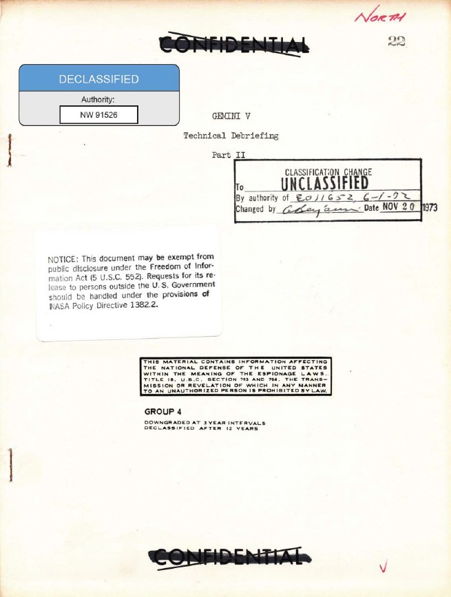 Document titled "GEMINI V Technical Debriefing Part II".