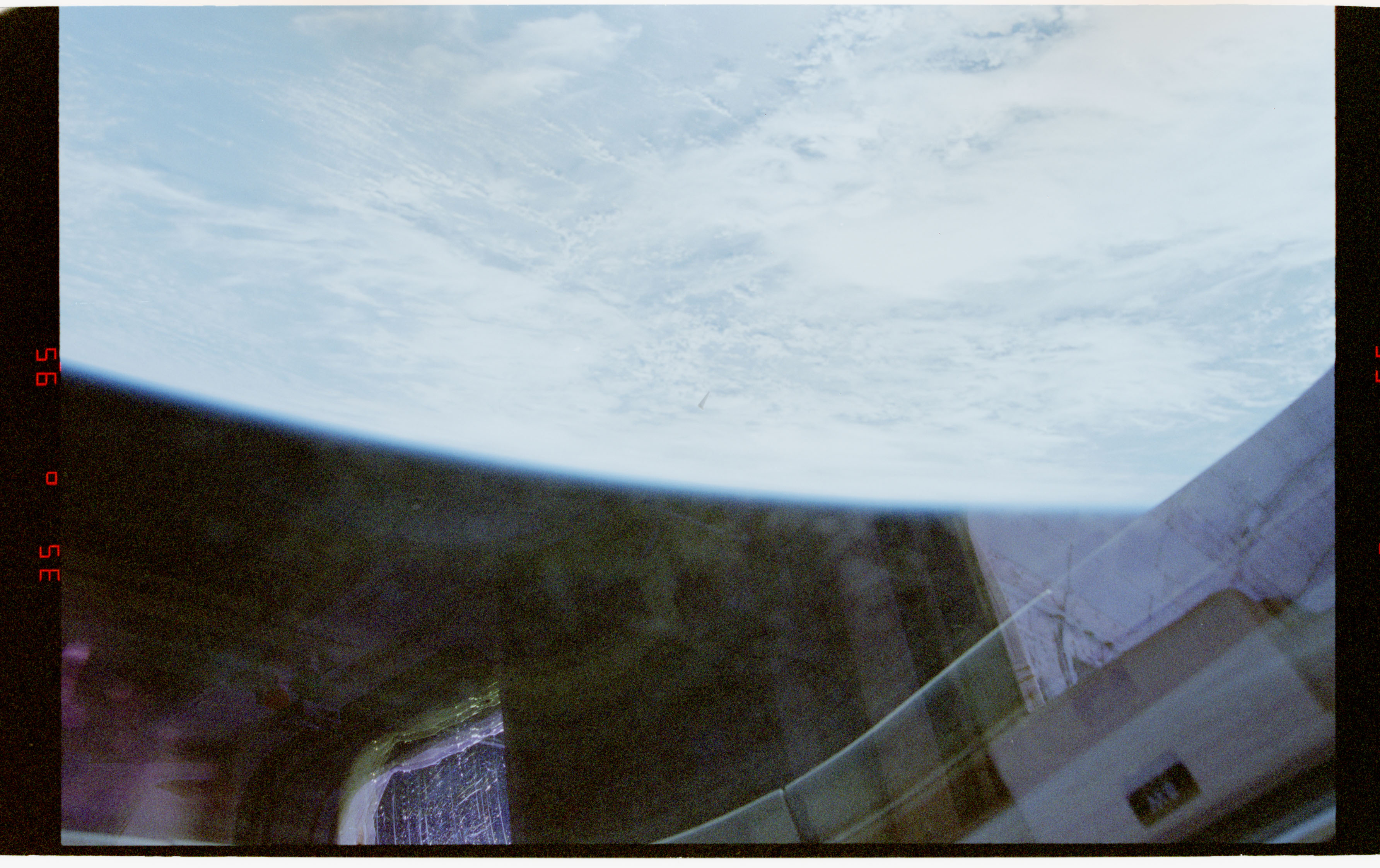 A photograph of an unidentified object in low-Earth orbit, taken from Space Shuttle Columbia in 1996.