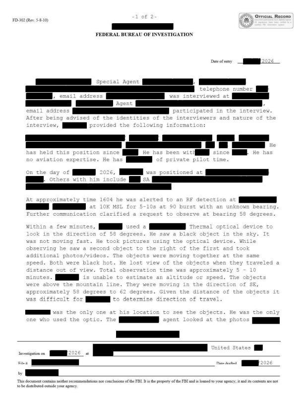 An FBI interview transcript.