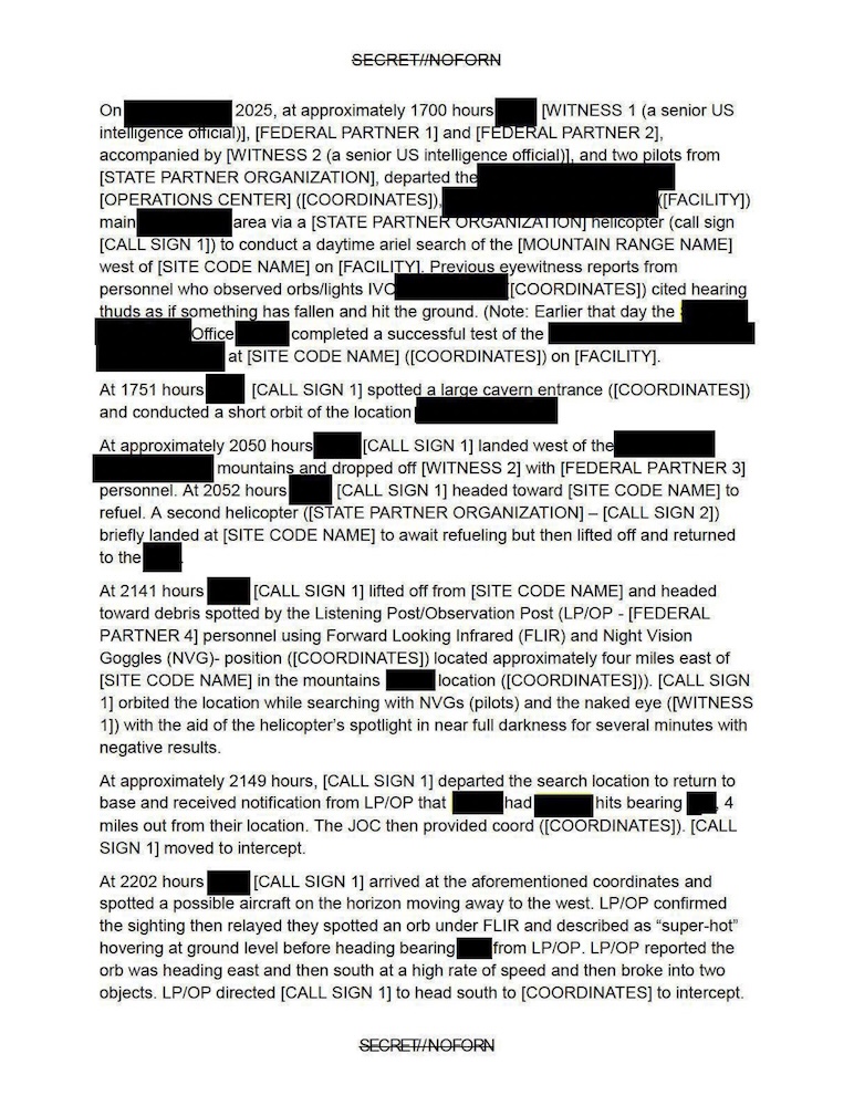 Heavily redacted event log.